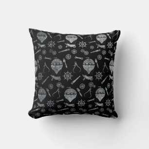 Silver Zinc Steampunk Balloon Theme Cushion