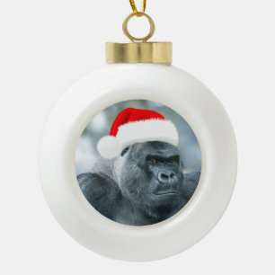 Silverback as the Christmas Grouch Ceramic Ball Christmas Ornament