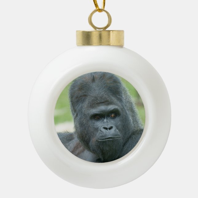 Silverback Dishi Ceramic Ball Christmas Ornament (Front)