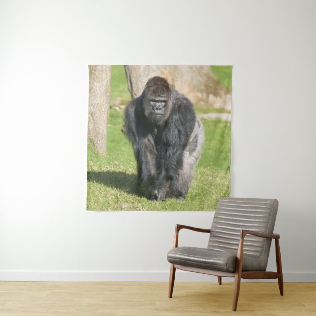 Silverback Gorilla – A Moment of Power Tapestry (In Situ)