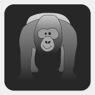 Silverback Gorilla Cartoon Square Sticker