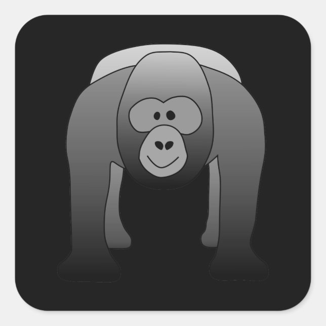 Silverback Gorilla Cartoon Square Sticker (Front)