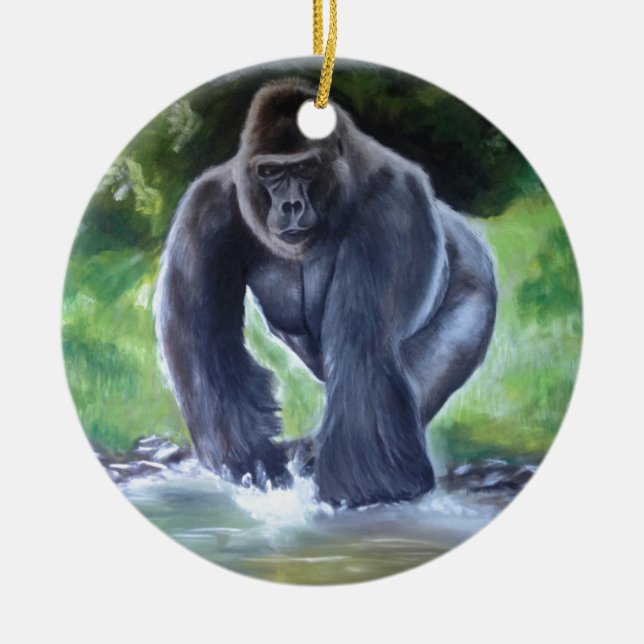 Silverback Gorilla Ceramic Tree Decoration (Front)