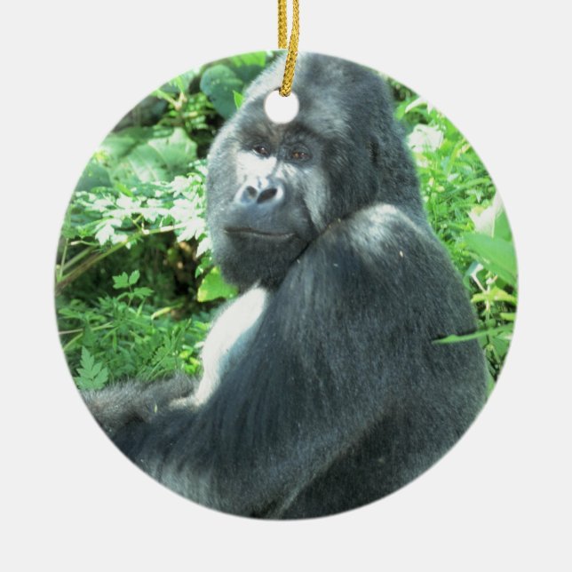 silverback Gorilla Ceramic Tree Decoration (Front)
