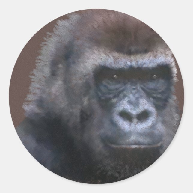 Silverback Gorilla Classic Round Sticker (Front)
