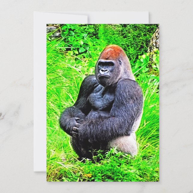 Silverback Gorilla Photo Painting Invitation (Front)