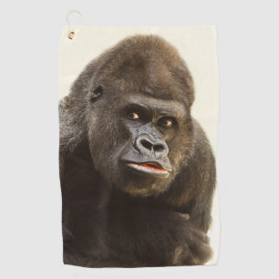 Silverback gorilla portrait golf towel