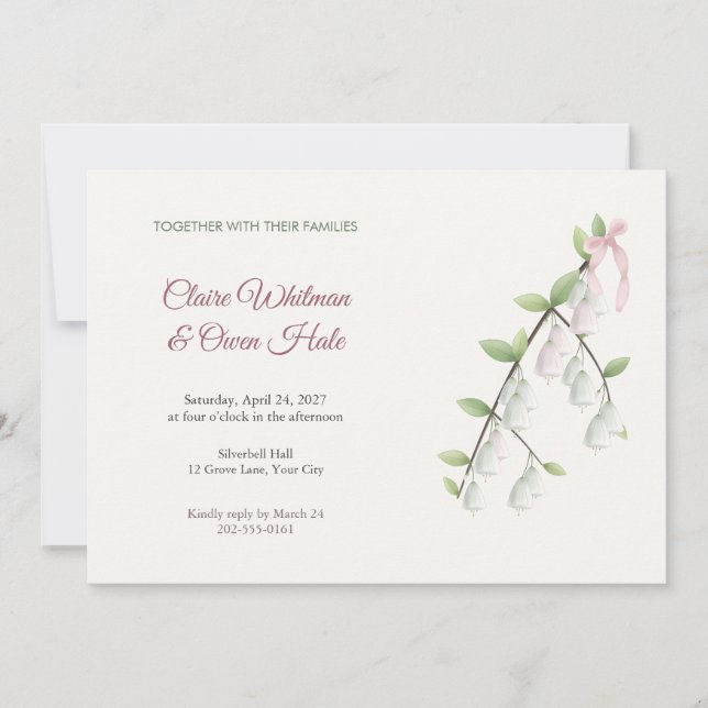 Silverbell Branch Wedding Invitation (Front)
