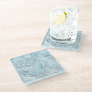 SilverBlue Marble Glass Coaster