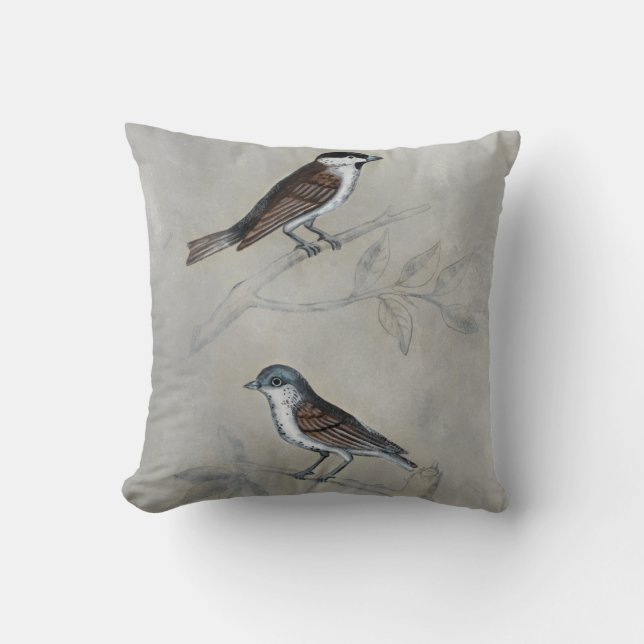 Silvered Aviary | A Pair Of Birds Cushion (Front)