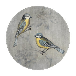 Silvered Aviary Bird Couple Cutting Board