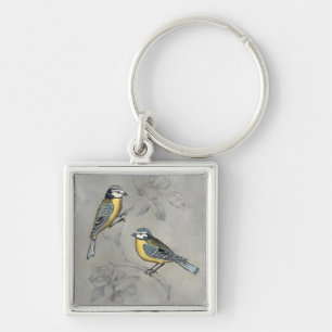 Silvered Aviary   Bird Couple Key Ring