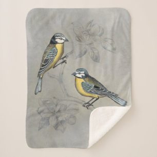 Silvered Aviary   Bird Couple Sherpa Blanket