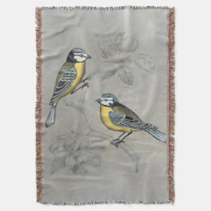 Silvered Aviary   Bird Couple Throw Blanket
