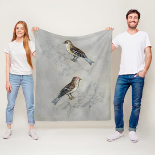 Silvered Aviary Two Birds Fleece Blanket
