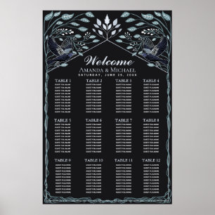 SilverEnchanted Gothic Raven Wedding Seating Chart