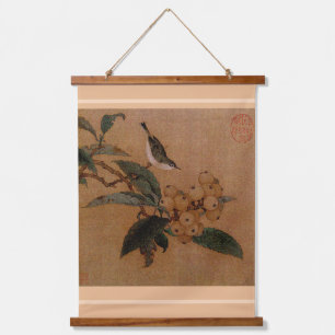Silvereye bird and loquats Hanging Tapes Tapestry