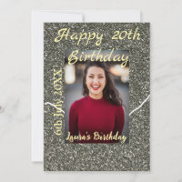 Silverglitter photo 20th birthday add name date