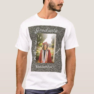Silverglitter photo graduation add name class text T-Shirt