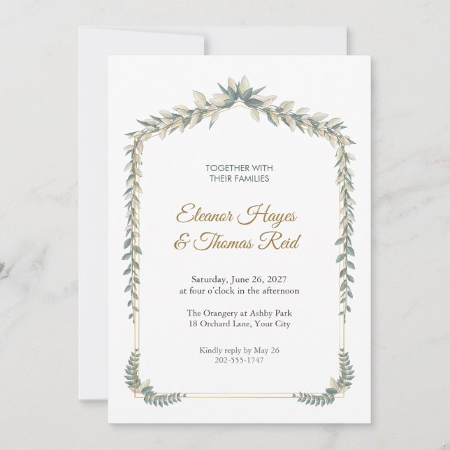 Silverling Pediment Wedding Invitation (Front)