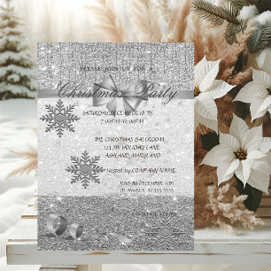 SilverSnowflakes ,Glittery,Company Christmas Party Invitation