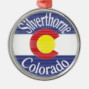 Silverthorne Colorado circle flag Metal Tree Decoration