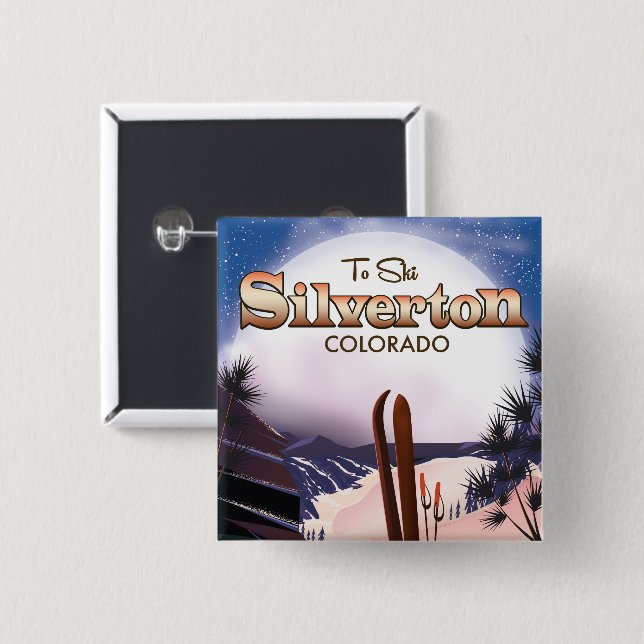 Silverton Colorado ski poster 15 Cm Square Badge (Front & Back)