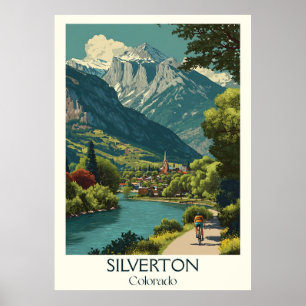 Silverton Colorado Vintage Mountain Town Travel Ar Poster