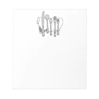 Silverware Black White Design 5.5" x 6" Notepad