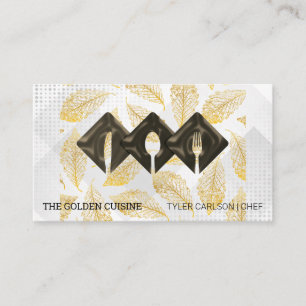 Silverware Logo   Culinary Catering   Gold Leaf Business Card