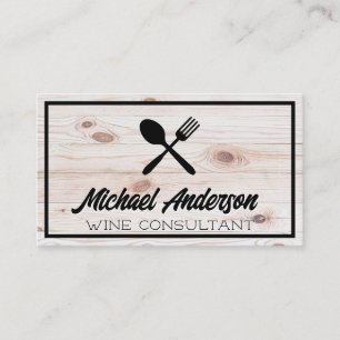 Silverware Logo Wooden Board Business Card