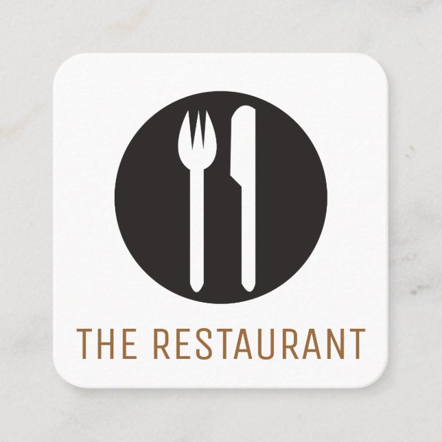 Silverware | Restaurant Owner | Chef Square Business Card (Front)