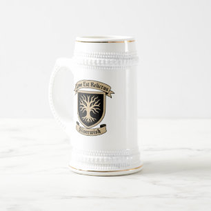 SilverWish Crest and motto Tankard on White&Black Beer Stein