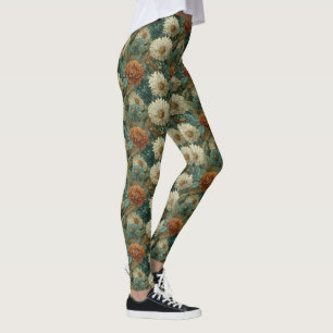 Silvery Athletic Dahlias Floral Mother's Day Leggings