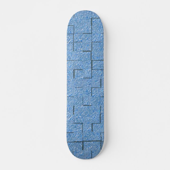 Silvery blue texture with mosaic effect and relief skateboard (Front)