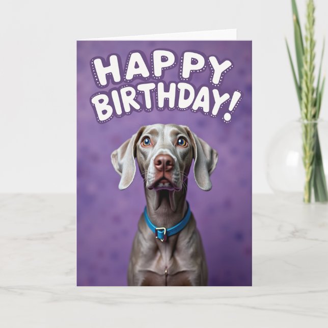 Silvery Canine Birthday Card (Front)