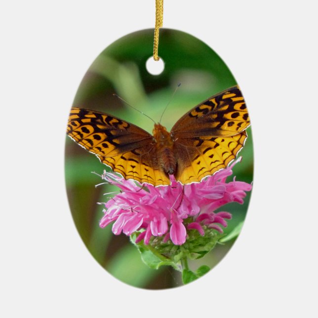 Silvery Checkerspot Butterfly Ceramic Tree Decoration (Front)