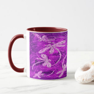 Silvery Dragonflies on a Magic Magenta Sky Mug