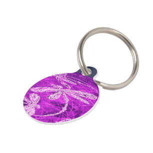Silvery Dragonflies on a Magic Magenta Sky Pet Tag