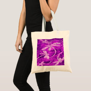 Silvery Dragonflies on a Magic Magenta Sky Tote Bag