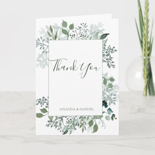 Silvery Green Eucalyptus Wedding Card (Front)