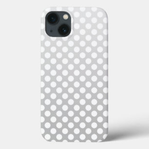 Silvery Grey and White Polka Dot Pattern iPhone 13 Case