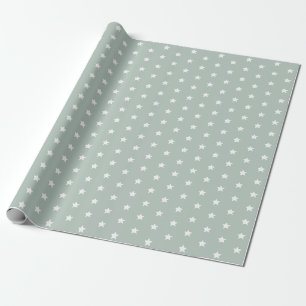 Silvery Grey Blue White Stars Wrapping Paper
