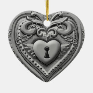 Silvery Heart Lock custom ornaments