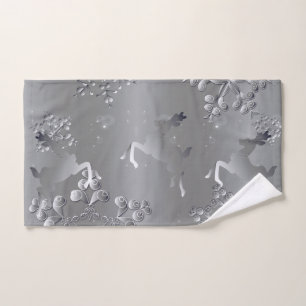 Silvery  Holiday Reindeer Snowflakes Bath Towel Set