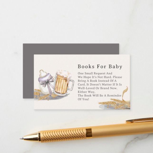 Silvery Milk Bottle Beer Books for Baby Enclosure Card (Front/Back In Situ)