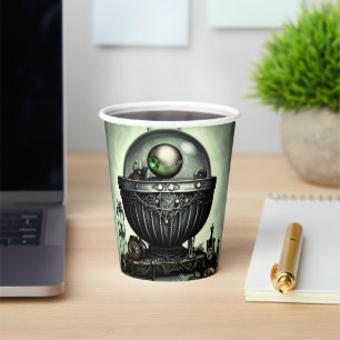 Silvery Ornate Cauldron with Purple Crystal Ball Paper Cups