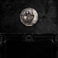 Silvery Ornate Cauldron with Purple Crystal Ball