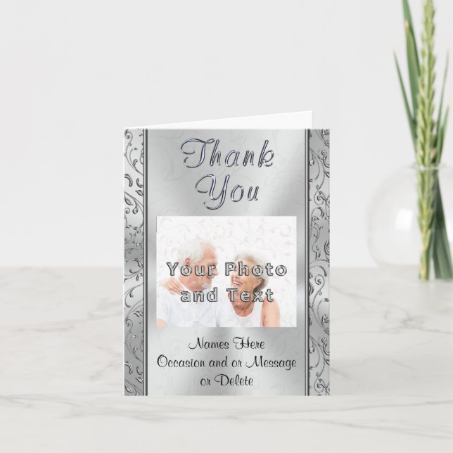Silvery Photo Personalised Thank You Notes (Front)