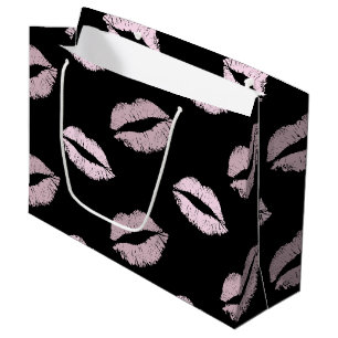 Silvery Pink Kisses Large Gift Bag